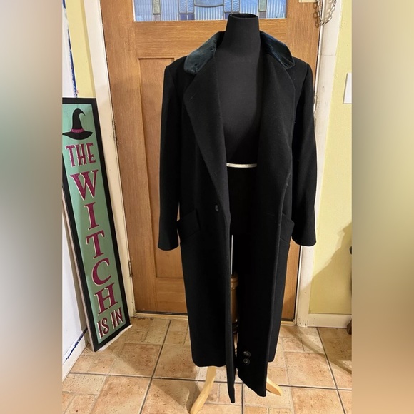 Vintage Talbots Wool Double Breasted Black Overcoat Size 10 Winter Coat - Picture 10 of 11